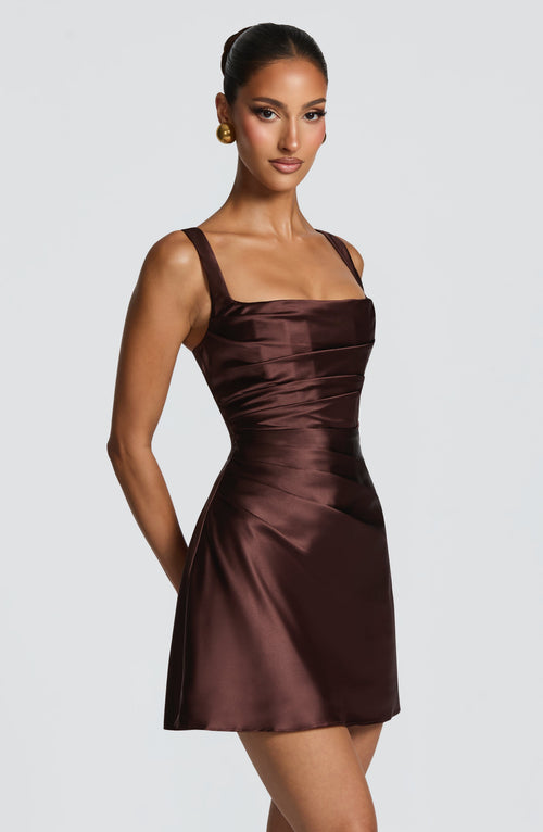 Calanthe Mini Dress - Plum Brown Dress Babyboo Fashion Premium Exclusive Design